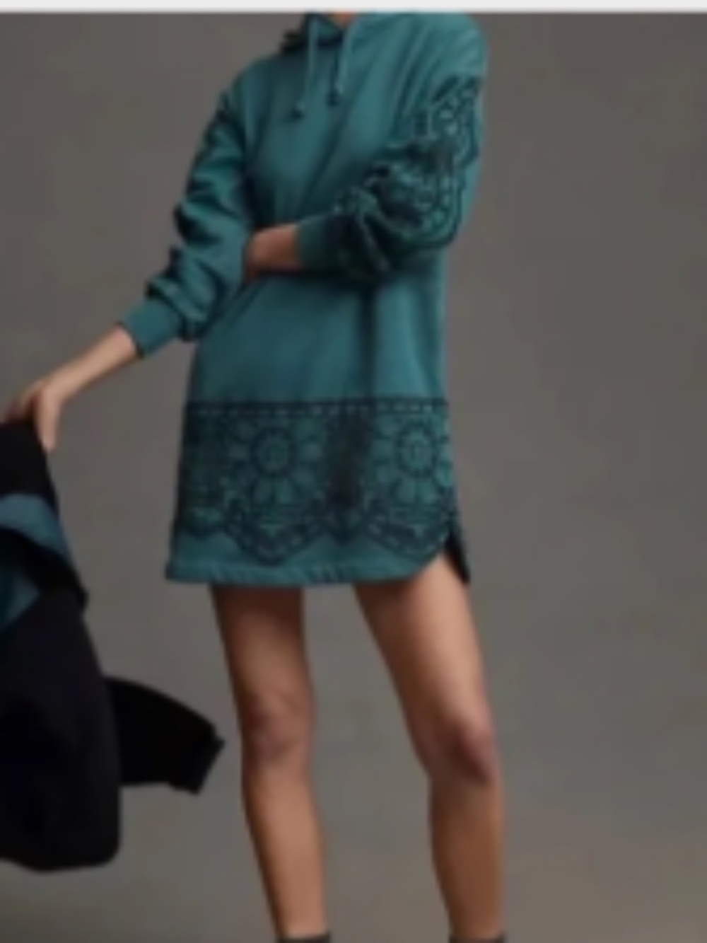 Free People Hooded Dress/Tunic in Turquoise, size M